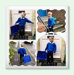 First Day of School 4 Photo Square Canvas