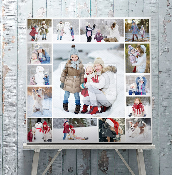 Christmas 15 Photo Collage Canvas Print - Square
