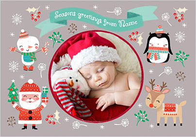 Season's Greetings Childrens Photo Christmas Card