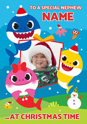 Baby Shark Nephew Photo Christmas Card