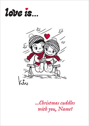 Love Is...Christmas Cuddles Personalised Card
