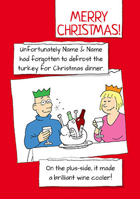 Wine Cooler Turkey Personalised Christmas Card
