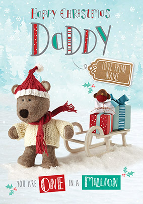 Barley Bear Daddy at Christmas Personalised Card