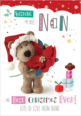 Barley Bear Nan Personalised Christmas Card