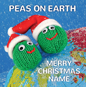 Peas On Earth Personalised Christmas Card