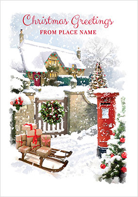 Personalised Town Christmas Greetings Card