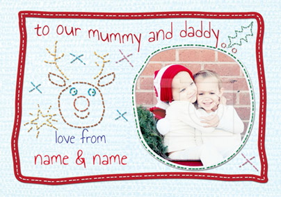 Kiddy Stitch Christmas Cards - Mummy & Daddy at Christmas