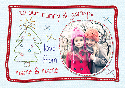 Kiddy Stitch - Nanny & Grandpa Christmas Card