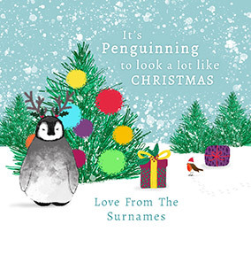 Penguinning To Look Like Christmas Personalised Card