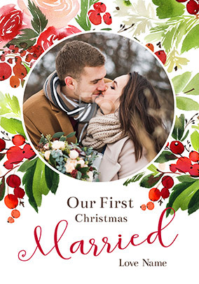 First Christmas Married Photo Card