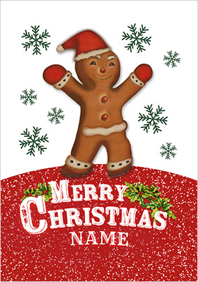 Gingerbread Man Personalised Christmas Card