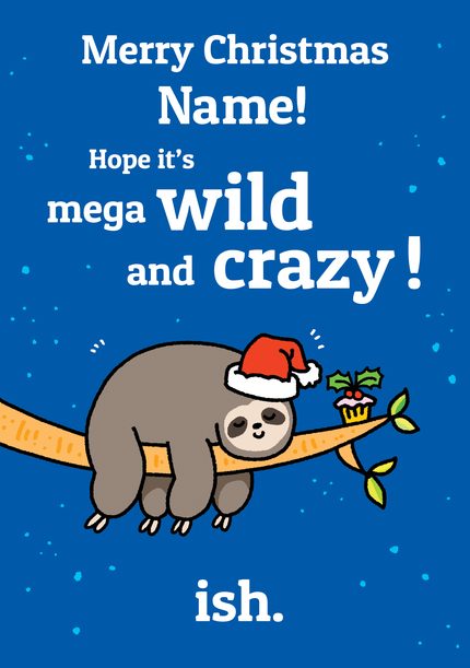 Wild Christmas Sloth Personalised Card