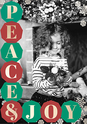 Peace and Joy Full Photo Christmas Card