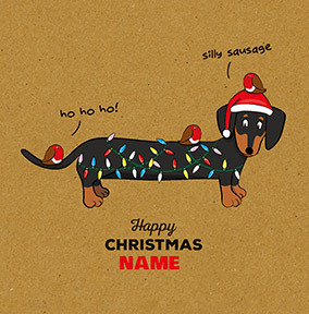 Silly Sausage Dog Personalised Christmas Card