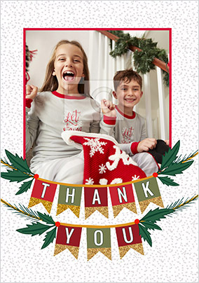 Confetti Banners Thank You Photo Xmas card