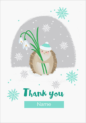 Hedgehog Thank You Personalised  Christmas Card