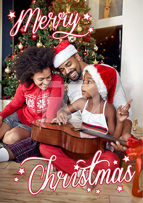 Merry Christmas Text Family Full Photo Card