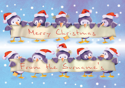 Christmas Penguins Landscape Banner