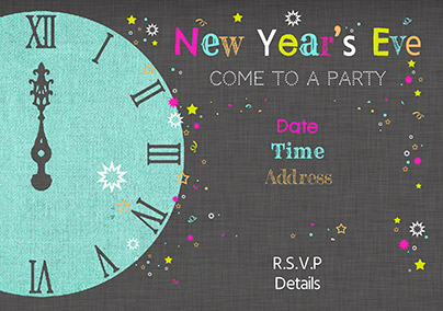 Clock Strikes 12 New Year Party Invitation - Advocate