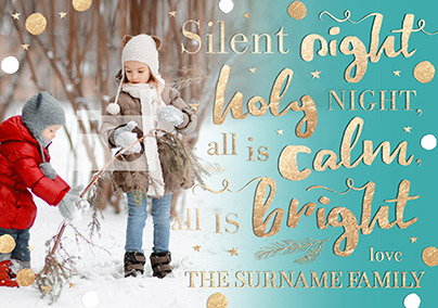 Religious Photo Upload Christmas Card Silent Night - All is Bright