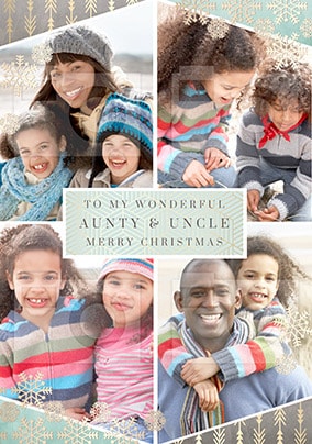 Wonderful Aunty & Uncle Photo Upload Christmas Card - All that Shimmers