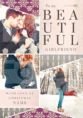 Girlfriend Multi Photo Upload Christmas Card - All that Shimmers