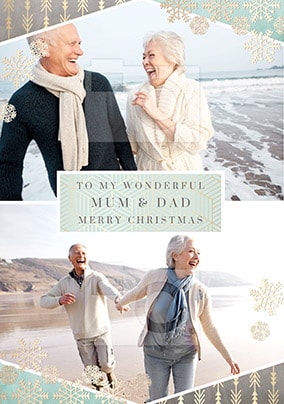 Wonderful Mum & Dad Photo Upload Christmas Card - All that Shimmers