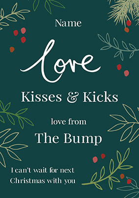 Kisses & Kicks from the Bump Personalised Christmas Card