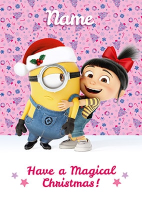 Despicable Me Agnes & Stuart Personalised Christmas Card