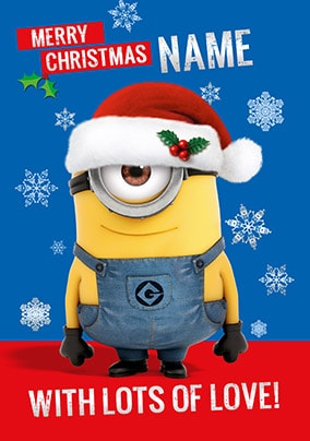 Christmas Minion With Lots Of Love Personalised Card