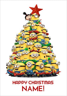 Minions Christmas Tree Personalised Card
