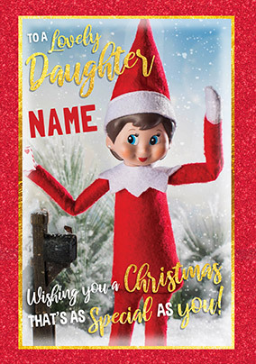 Elf on the Shelf - Lovely Daughter Personalised Card