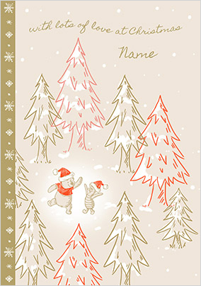 Winnie The Pooh - With Love at Christmas Personalised Card