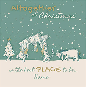 Winnie The Pooh - Together at Christmas Personalised Card