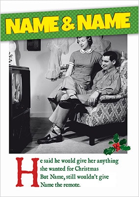 Humour Christmas Card The TV Remote - Emotional Rescue