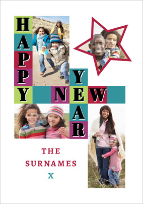 Happy New Year Photo Upload Card Star - Essentials