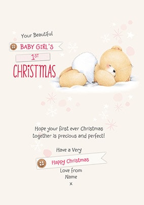 Baby Girl's First Christmas Personalised Card