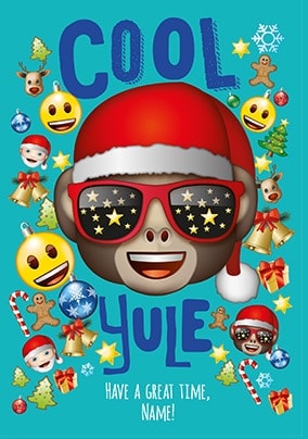 Cool Yule Emoji Personalised Christmas Card