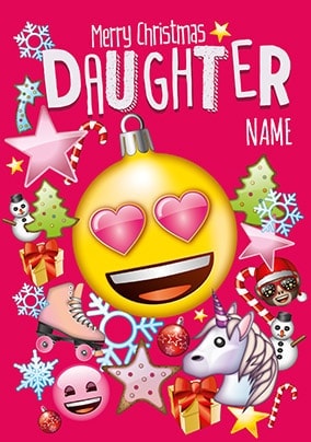 Daughter Emoji Personalised Christmas Card