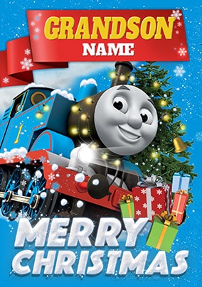 Grandson Thomas The Tank Engine Personalised Christmas Card