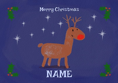 Merry Christmas Rudolph Personalised Card