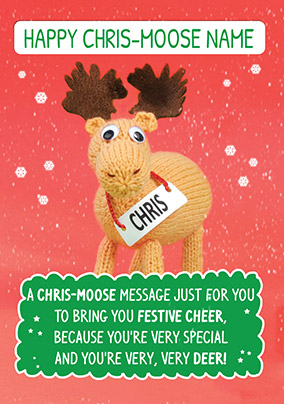 Chris-Moose Christmas Card - Knitted Ditties