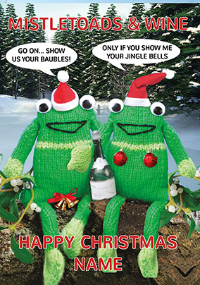 Mistletoads & Wine Christmas Card - Knit & Purl