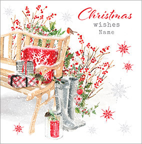 Christmas Wishes Traditional Personalised Card