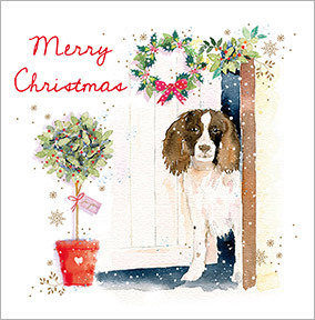 Merry Christmas Spaniel Personalised Card