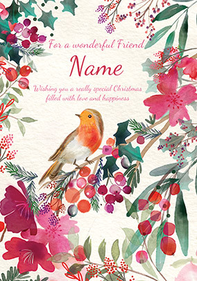 Wonderful Friend Robin Personalised Card