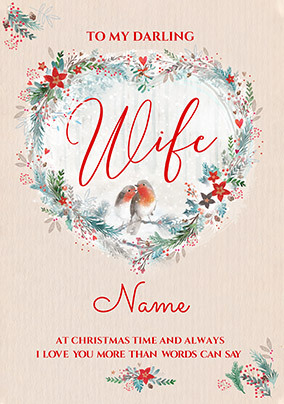Darling Wife at Christmas Personalised Card