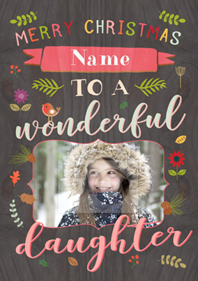 Daughter Photo Upload Christmas Card - Paper Wood