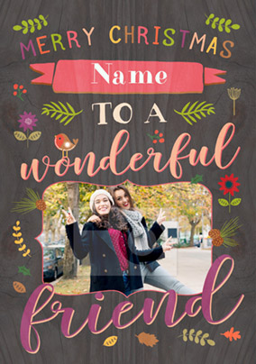 Friend Photo Upload Christmas Card - Paper Wood