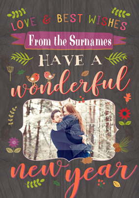 Happy New Year Photo Upload Card  - Paper Wood